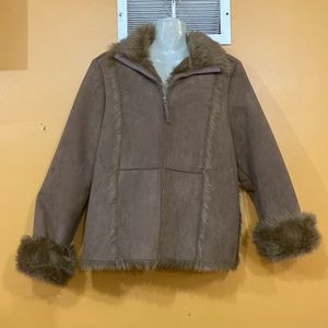 Acrylic Fur Brown Jacket Coat Large